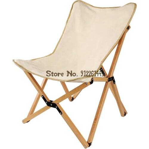 Outdoor Butterfly Chair Solid Wood Beech Folding Leisure Camping Camping Picnic Fishing Director Chair
