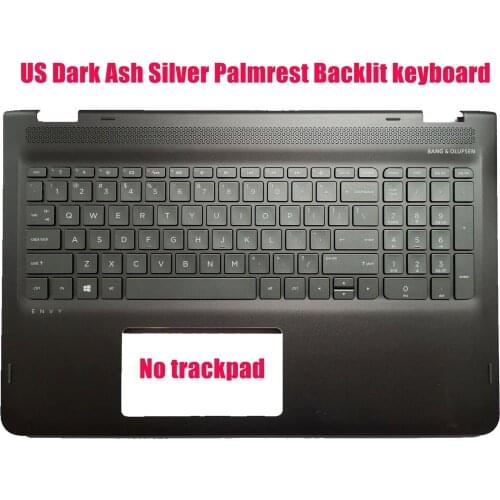 US Dark Ash Silver Palmrest Backlit keyboard for HP Envy 15-ar002na/15-ar052na/15-ar052sa