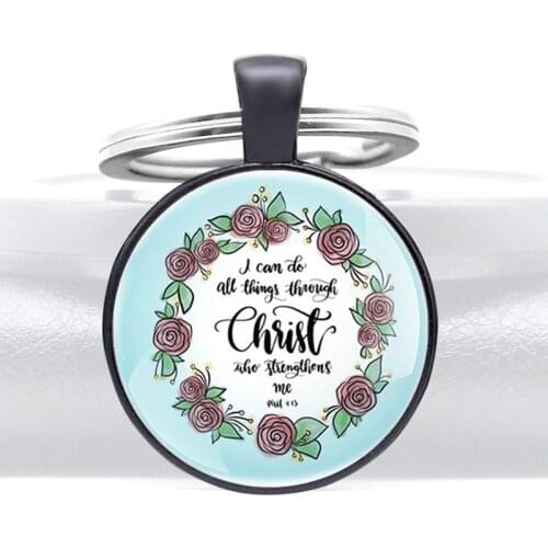 Vintage Bible Verses Glass Cabochon Keychain Pendant Necklace Men Women key Charm Ring Jewelry Accessories