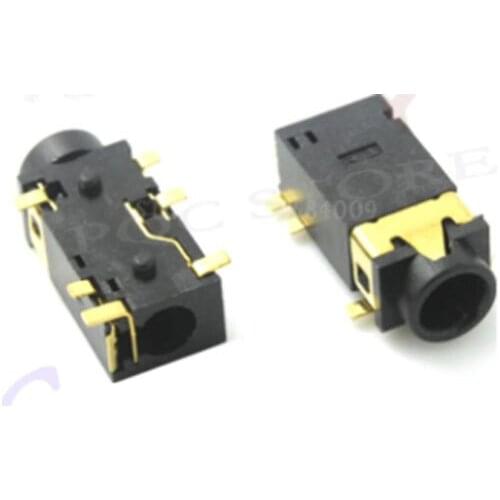 10 pces 6 pés pista dupla banhado a ouro pj342 3.5mm tomada de áudio PJ-342 montado em superfície