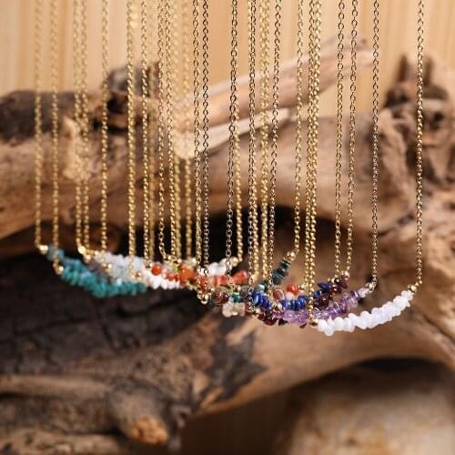 10Pcs/Lot Natural Citrines Quartz Crystal Nugget Chip Beads Pendant Gold Chains Necklace Women Gemstones Beads Necklace Jewelry