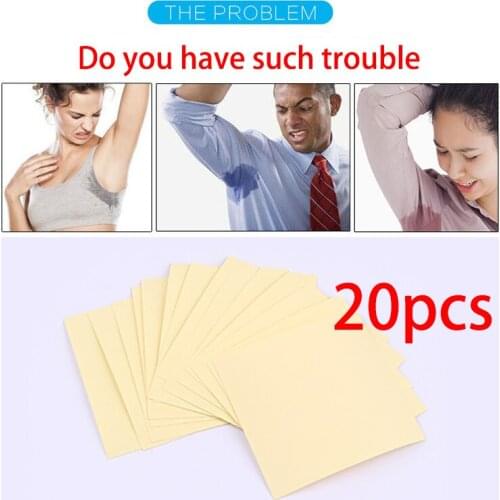 20pcs Thin Breathable Underarm Deodorant Stickers Transparent Sweat-Absorbent Quick-Drying Deodorant Absorbent Pads Sweat Stick