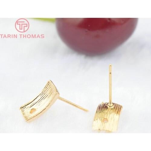 10PCS 11.5x6.5MM 24K Gold Color Brass Curved Rectangle Stud Earrings High Quality Diy Accessories Jewelry Findings