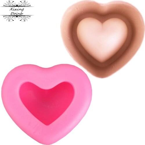 3D love shape silicone cake fudge mold cake decoration tool heart shape candle soap mold