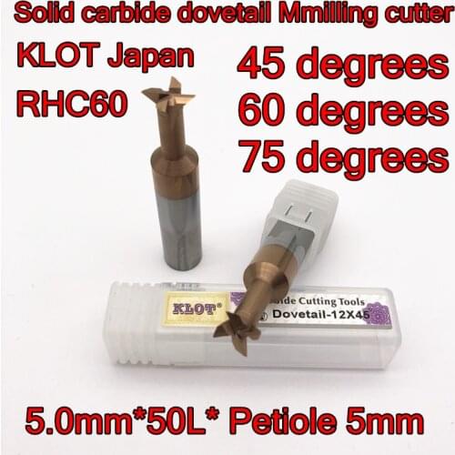 5.0mm*50L* Petiole 5mm*45-60-75degrees RHC60 KLOT Japan Titanium coating Solid carbide dovetail Mmilling cutter