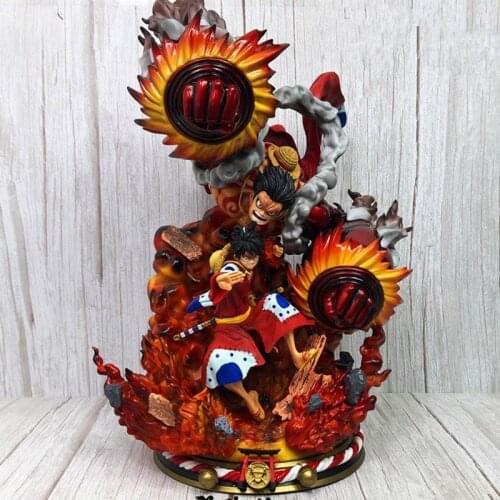 50cm One Piece 2 In One Battle Form Luffy Gear 4 Bound Full-length Statue PVC Desk Decoration Collection Model Toys