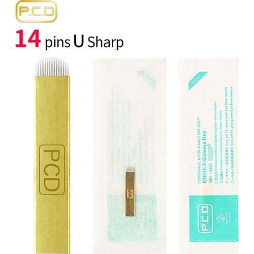 500pcs PCD 14 U Shape Needles Permanent Makeup Manual Eyebrow Tattoo Blades 14 Needle For Microblading Pen Tattoo Needles