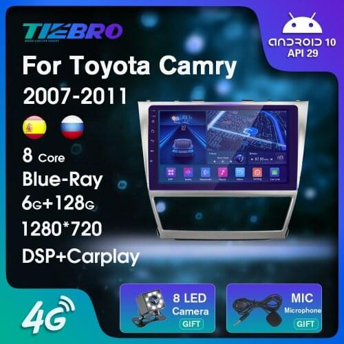 Blu-ray IPS QLED Car Radio For Toyota Camry 40 2007-2011 2DIN Android10 Car Multimedia Player GPS Navigation Auto Radio Carplay