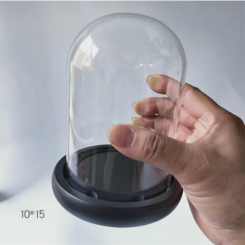 Free Shipping 2sets/pack 10cm*15cm Anti-shedding Glass Dome Home Decoration Wood Base Glass Cover Wedding Favor Gift Decoration