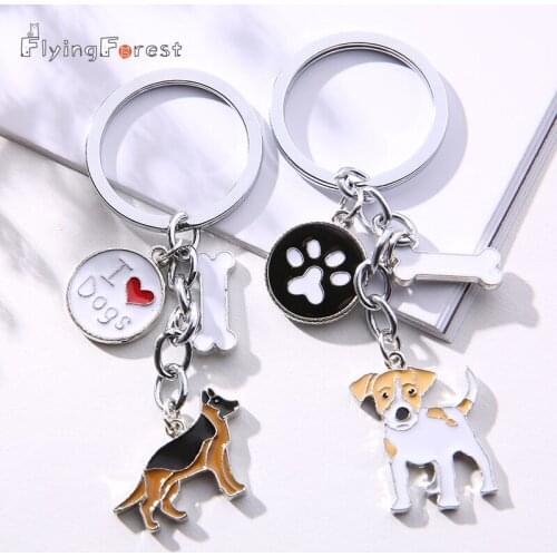 Lovely Jack Russell Terrier Key Chains DIY For Women Men Metal Dog Pendant Key Ring Car Keychain Bag Charm gifts