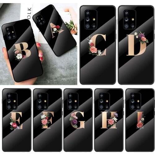 Letter Flowers For Samsung Galaxy A91 A81 A72 A71 A52 A51 A41 A31 A21S A11 A01 Tempered Glass Cover