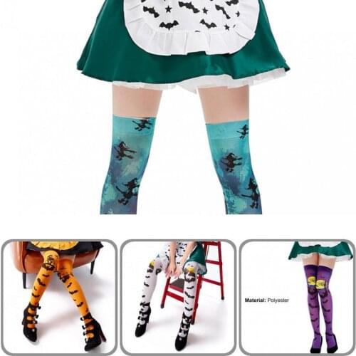 Adult Attractive Witch Pattern Over-knee Length Stockings Wear-resistant Thigh High Stockings Long Halloween Costumes