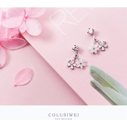 Colusiwei Original Design Shell Flower Drop Earrings for Women Clear CZ Paved 925 Sterling Silver Jewelry OL Fashion Accessories