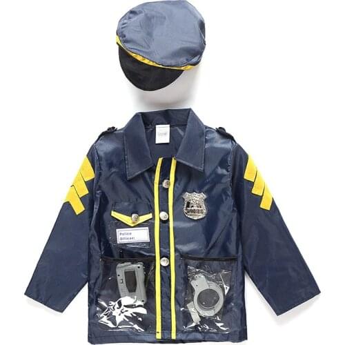 Childrens Halloween Gift Disfrace Boys Kid Cop Police Costume Kids Policeman Cosplay Birthday Party Uniform for Boy 100-125cm