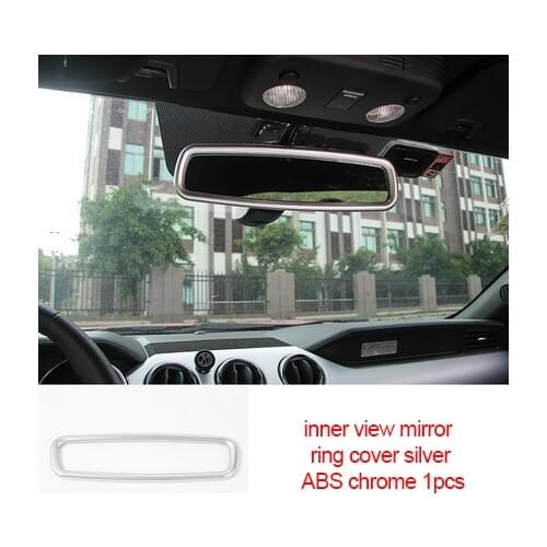 For Ford Mustang 2015-2020 ABS chrome inner view mirror ring cover silver 1pc