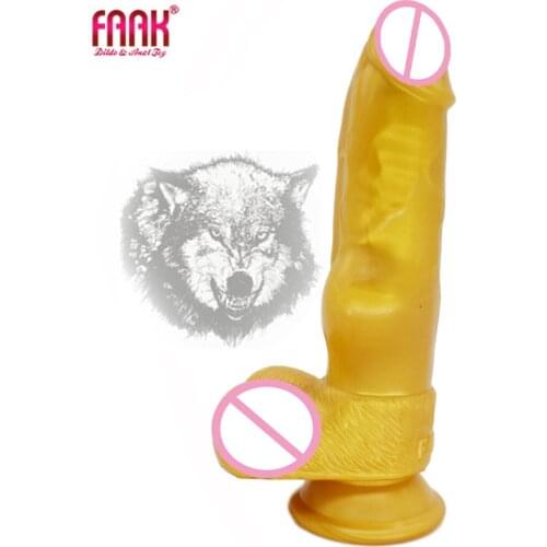 FAAK animal wolf dog penis with suction cup golden dildo knot colorful red and black female masturbator anal flirting sex toys