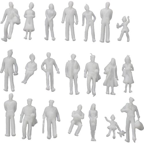 GTBL 100Pcs Model Train People Figures Scale HO TT (1 to 100), Assorted Style, Great Collectibles--Light Grey