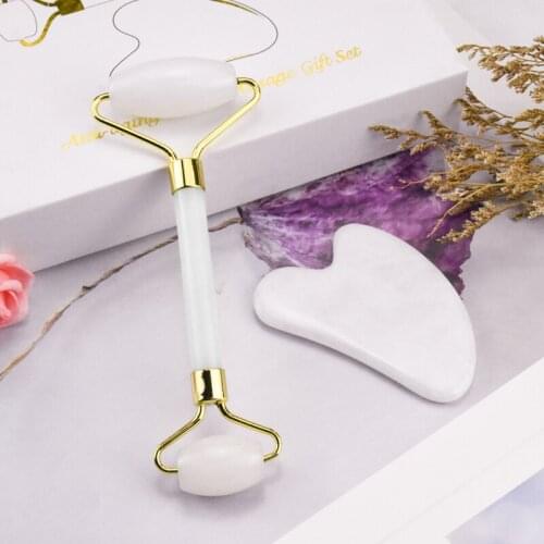 Hot Sell White Jade Roller And Guasha Kits Massage Tool