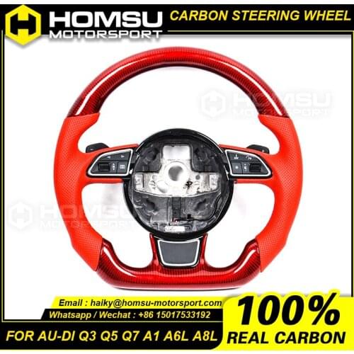 Private custom gloss carbon fiber steering wheel for audi 13-16 years Q3 Q5 Q7 A1 A6L A8L Personalization carbon steering wheel