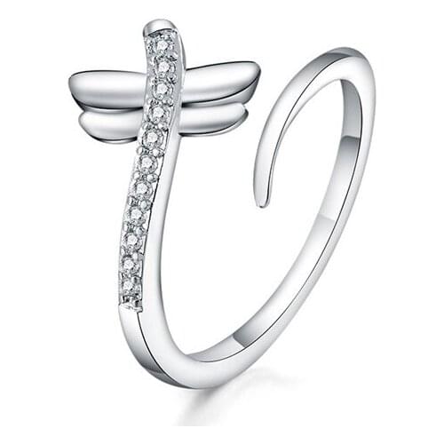 JewelryPalace Dragonfly Cubic Zirconia Rings 925 Sterling Silver Rings for Women Stackable Ring Silver 925 Jewelry Fine Jewelry