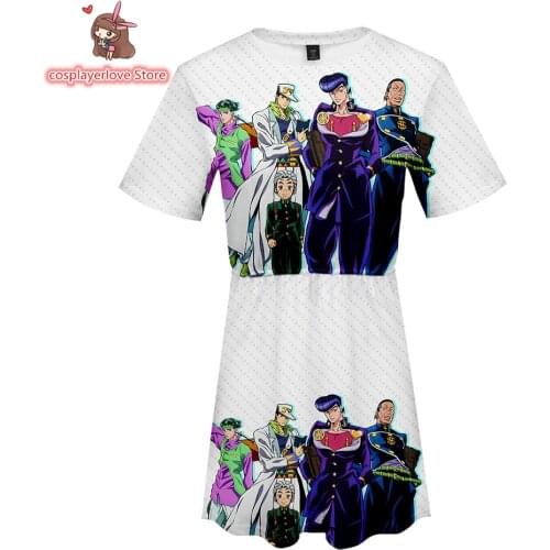 JOJOS BIZARRE ADVENTURE 3D Print Summer Women Cute Party Dress Sleeveless Round Neck Casual Chiffon