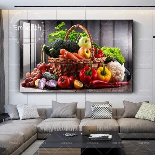 Healthy Vegetables And Fruits In Basket Modern Home Decor Pictures For Kitchen Living Dinning Room Posters HD Canvas Paintings