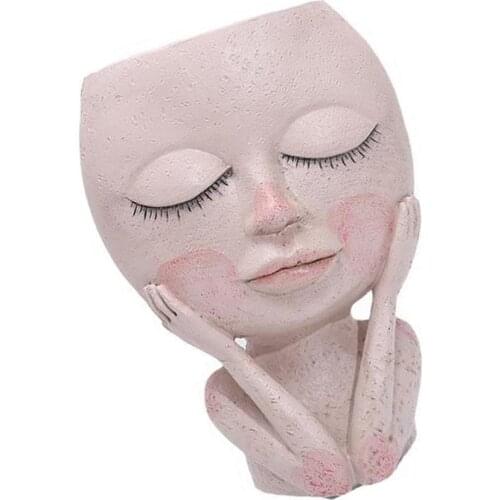 Figure Resin Flowerpot White Creative Art Sculpture Decoration Flower Pot Durable Practical Resin Plant Container Decoration