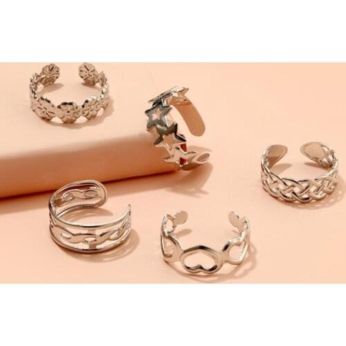 Summer Beach Vacation Knuckle Foot Ring Open Toe Rings Set for Women Girls Adjustable ring set schmuck matching jewelry
