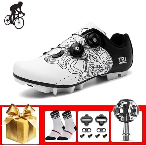 Professional MTB flat shoes Add SPD Pedals self-locking triathlon mountain bike sneakers outdoor superstar bicycle riding shoes