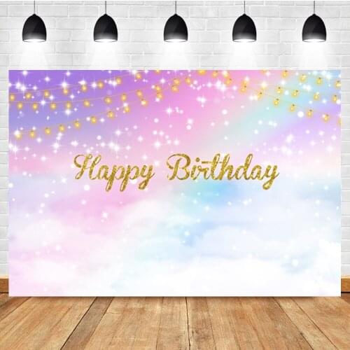 Laeacco Colorful Rainbow Stars Dream Baby Birthday Customize Photographic Backdrop Photo Photography Background For Photo Studio