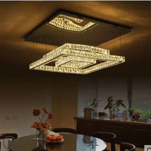 Living room lamp rectangular home atmospheric crystal lamp simple modern restaurant lights led suction hanging dual lamp led