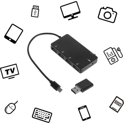 Micro USB OTG 4 Port Hub Power Charging Adapter Cable For Smartphone Tablet