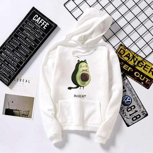 SUNOWE Harajuku Fashion Hoodies Avocado Female Hoodies Tops Print Femme Cartoon Hipster Long Sleeve Women Sweatshirts