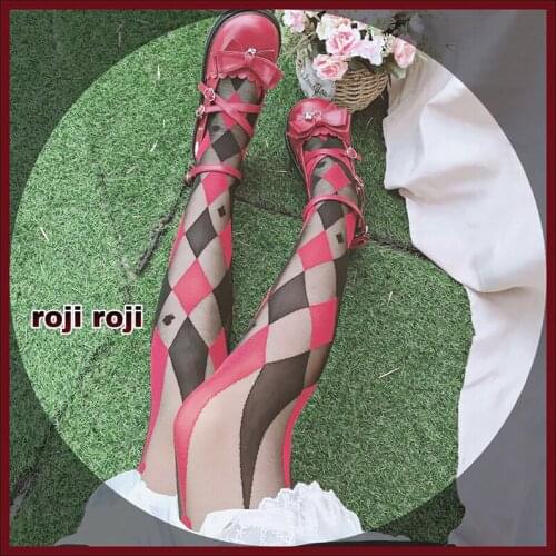 Soft Girls Anime Circus Key Series Womens Ultra-thin Glass Silk Pantynose Gothic Sweet Kawaii Bow Over knee Stocking Cosplay