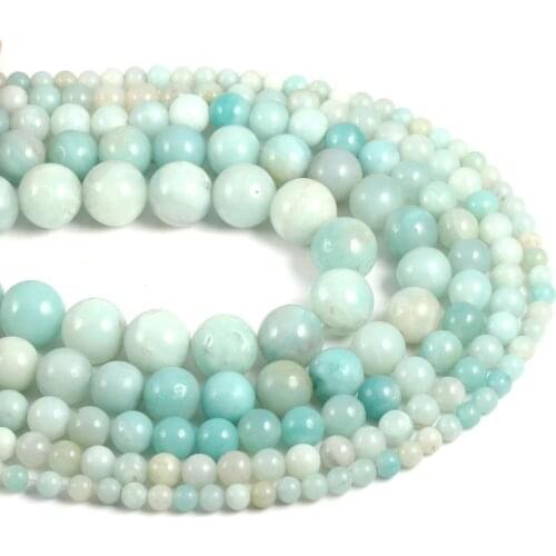 Natural Amazonite Round Loose Beads 4 6 8 10 12 MM Pick Size for Jewelry Making 15" Strand