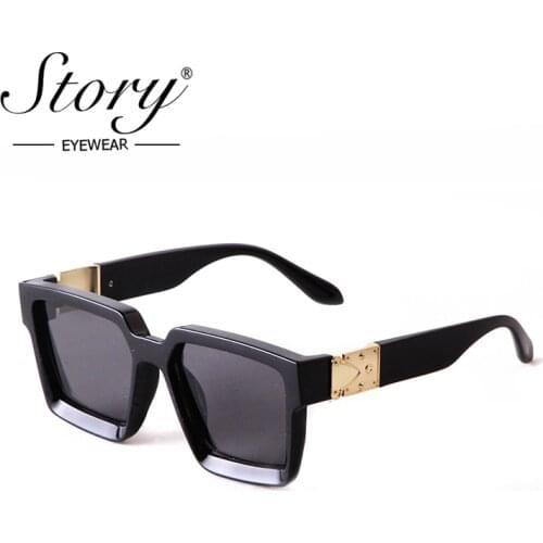 STORY Retro Steam Punk Square Sunglasses Men Women 2021 New Luxury Brand Designer Vintage Thick Frame Hip Hop Sun Glasses S8006W