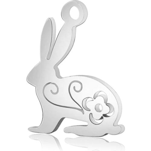 BULK! 10/13*16MM Stainless Steel Easter Bunny Charm For Jewelry Making DIY Crafts Rabbit Pendant - Girl Basket- Easter Charms k3