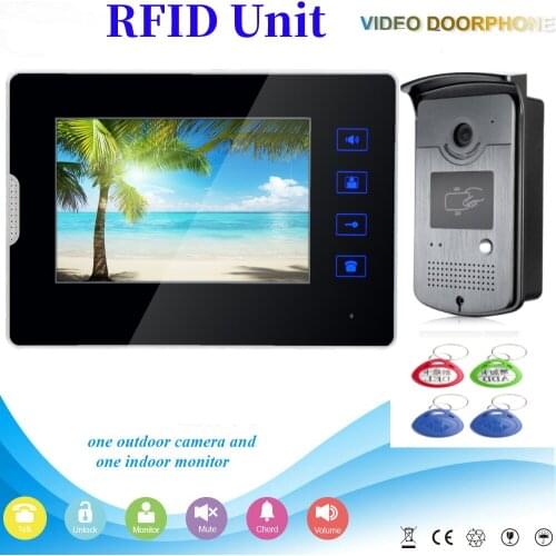 Fingerprint RFID Password Camera Unlock Video Audio Door Intercom 7 Inch Monitor Video Door Phone Doorbell Intercom Entry System