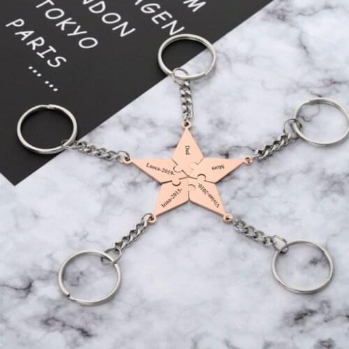 PiercingJ Stainless Steel Customized Name 5/6 Piece BFF Necklaces Keychains Friendship Puzzle Charm Pendant Custom Character