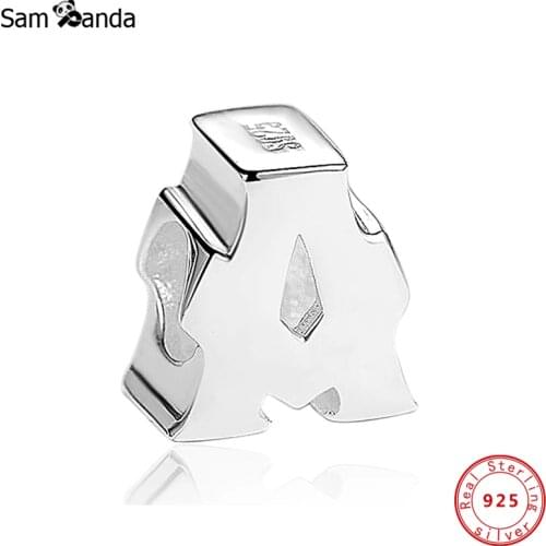 Authentic 100% 925 Sterling Silver Alphabet Charm Bead 26 Letters Charms Alphabet Fit Bracelets Women DIY Jewelry Making