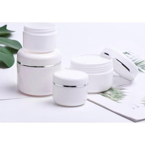 White Refillable Bottles Travel Face Cream Lotion Cosmetic Container Plastic Empty Makeup Jar Pot 20/30/50/100/150/250g