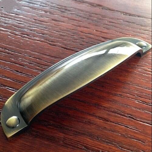 96mm Shell Dresser Pull Drawer Handle Antique Brass Kitchen Cabinet Handle Pull Bronze Cup Furniture Hardware handle Pull Knob
