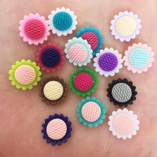Mixed 60pcs resin 12mm Colorful Sunflower Flat back rhinestone appliques DIY Wedding scrapbook craft SF613*2