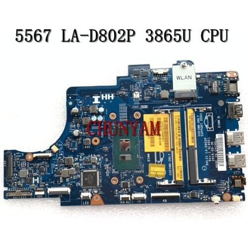 Brand NEW BAL21 LA-D802P FOR Dell Inspiron 5567 Laptop Motherboard 3865U CPU CN-05KTY0 5KTY0 Mainboard 100% tested