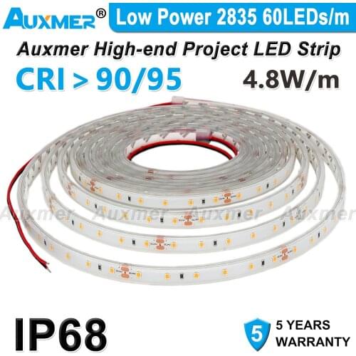 Low Power 2835 LED Strip,60LEDs/m,IP68,CRI90/95,DC12V/24V,Waterproof,Red Green Blue Amber Yellow Pink Purple