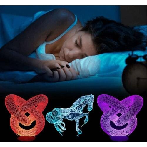 LED Night Light Dock Holder Touch 7 Color Changing 10LED Lamp Bases 3D