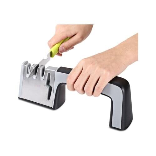 RISAMSHA 4in1 Stainless Steel Knife Sharpener Ceramic Whetstone Hand Tool Shears Scissors