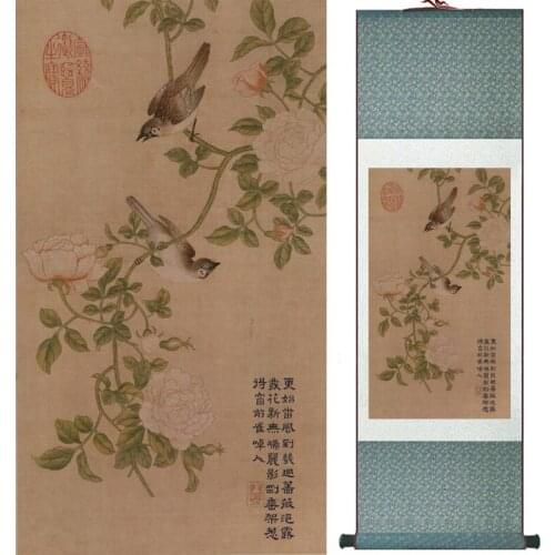 Home Office Decoration Chinese scroll painting birds painting Chinese wash Printed painting 052712