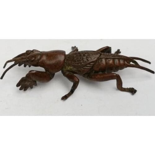 YIZHU CULTUER ART Collection Old China Bronze Carving mole cricket Statue Pendant or Decoration