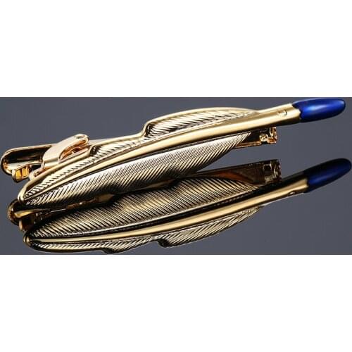 NEW Brass Material Music Tie Clip silvery Feather Mens Cufflinks small gift For Business Man Fathers Day Can Drop Shipping